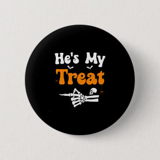 Mens treat skeleton couples matching halloween 6 cm round badge