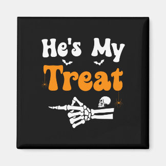Mens treat skeleton couples matching halloween magnet