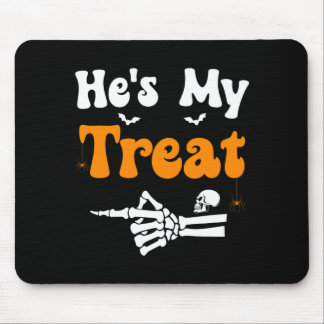 Mens treat skeleton couples matching halloween mouse pad