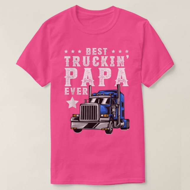 Mens Trucking Papa Shirt Fathers Day Trucker Appar (Design Front)