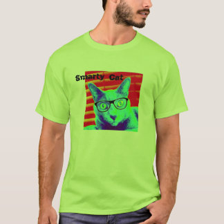 Men's TShirt Green Smarty Cat Glasses