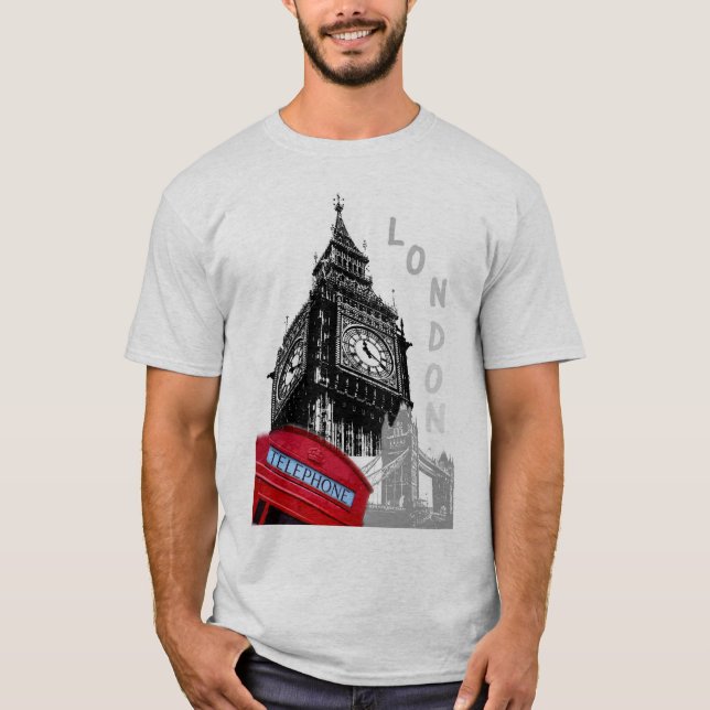 Men's TShirts London Big Ben Clock Tower Modern (Front)