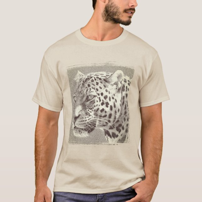 Mens Tshirts Template Leopard Head Sand Colour (Front)