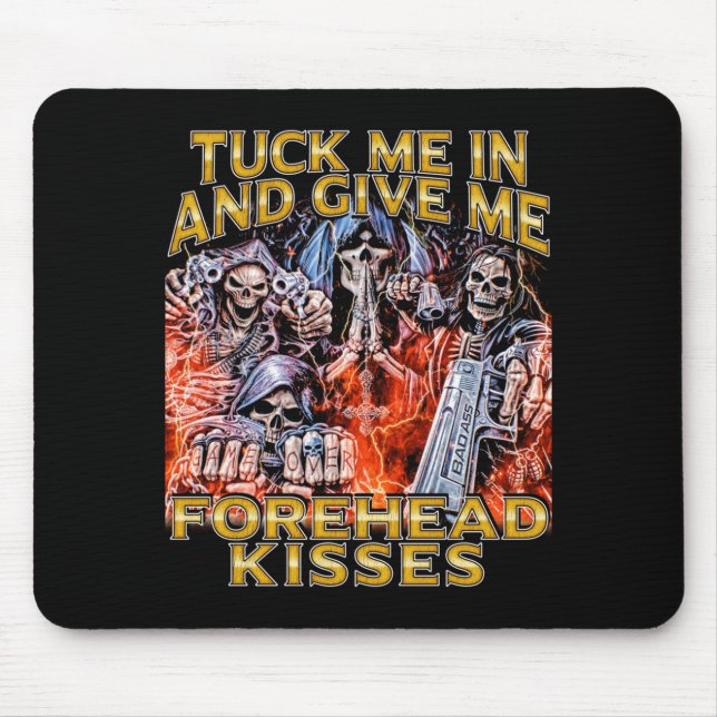Mens Tuck in - Edgy Skeleton Bootleg Cool Hard Mouse Pad (Front)