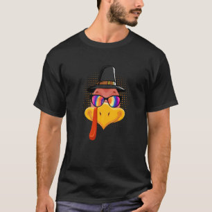 Mens Turkey Face boy sunglasses tie dye and hat th T-Shirt