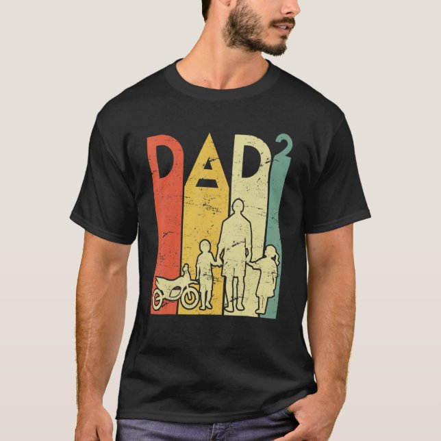Mens Two Times Dad Motorcycle Father Dad 2 Kids Fa T-Shirt (Front)