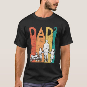 Mens Two Times Dad Motorcycle Father Dad 2 Kids Fa T-Shirt