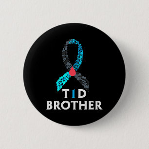 Mens Type 1 Diabetes Brother - World Diabetes Day  6 Cm Round Badge