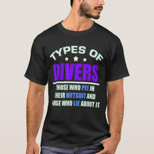 Mens Types Of Divers Aqua Pun Snorkelling Marine F T-Shirt