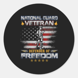 Mens U.s Army National Guard Veteran Flag Vintage Classic Round Sticker