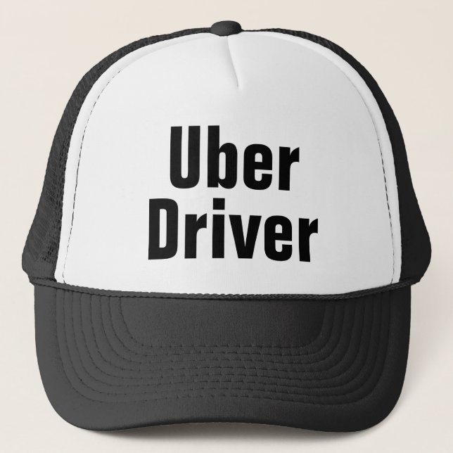 Men's Uber Driver Baseball Cap Black Trucker Hat (Front)