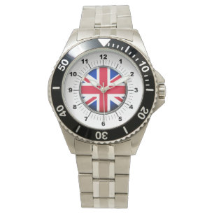 Men's UK Flag Stainless Steel Bracelet Watch