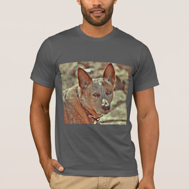 Men's Ultra Cotton "Boomer" Red Heeler Tee Shirt. (Front)