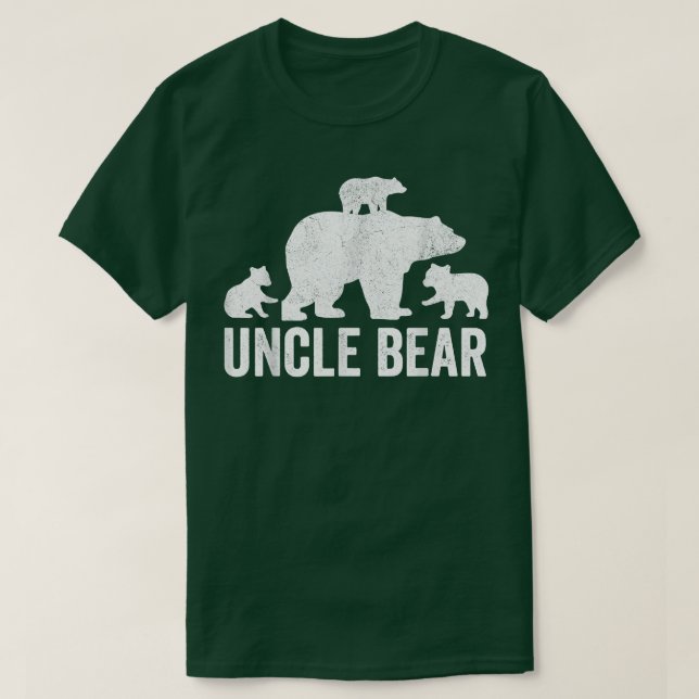 Mens Uncle Bear Fathers Day Shirts, Funny Three Cu T-Shirt (Design Front)
