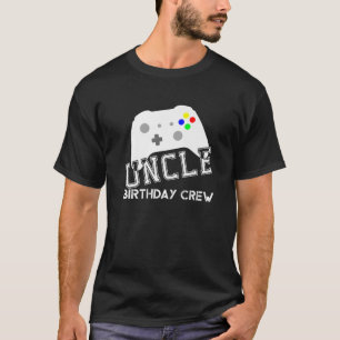 Mens Uncle Birthday Crew Gamer Kids Birthday Party T-Shirt
