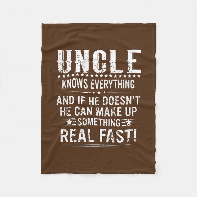 Mens Uncle Know Everything Fathers Day Funny Fleece Blanket (Front)