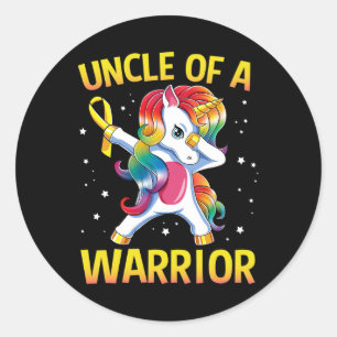 Mens Uncle Of A Warrior Childhood Cancer Awareness Classic Round Sticker