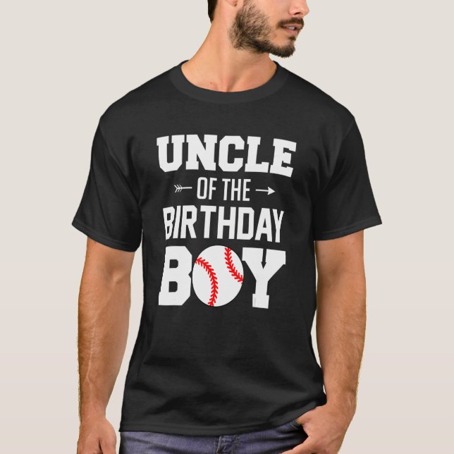 Mens Uncle Of The Birthday Boy   Baseball Boy Fami T-Shirt (Front)