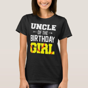 Mens Uncle Of The Birthday Girl Softball Girl Fami T-Shirt