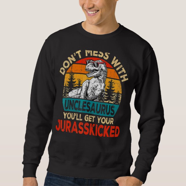 Mens  Uncle Rex Saurus Father's Day Christmas Dino Sweatshirt (Front)