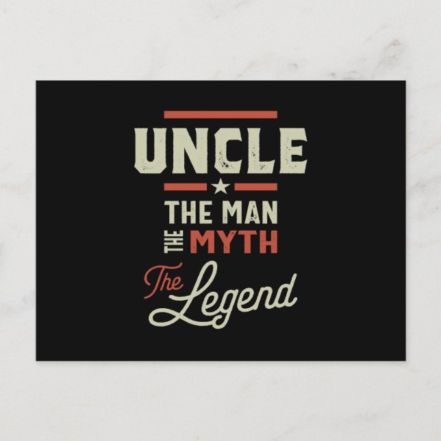 Mens Uncle The Man The Myth The Legend Gift Postcard (Front)
