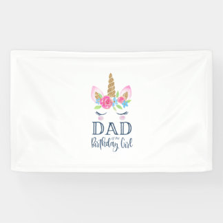 Mens Unicorn Dad of the Birthday Girl Matching Par Banner