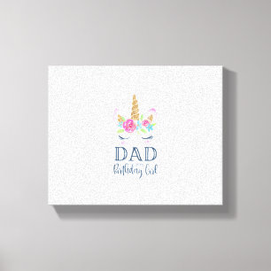 Mens Unicorn Dad of the Birthday Girl Matching Par Canvas Print