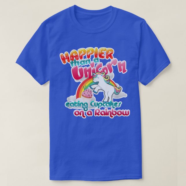 Mens Unicorn Eating Cupcakes on a Rainbow Unicorn  T-Shirt (Design Front)