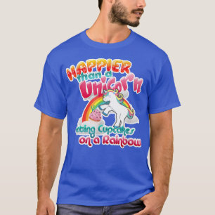 Mens Unicorn Eating Cupcakes on a Rainbow Unicorn  T-Shirt
