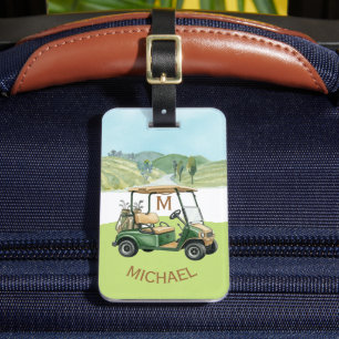 Men's Unique Custom Cart Monogram Name Bag or Luggage Tag
