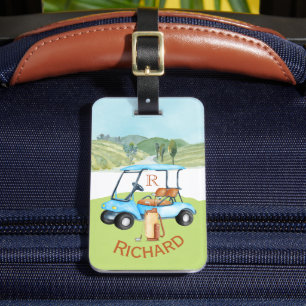 Men's Unique Custom Cart Monogram Name Bag or Luggage Tag