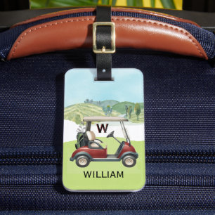 Men's Unique Custom Cart Monogram Name Bag or Luggage Tag