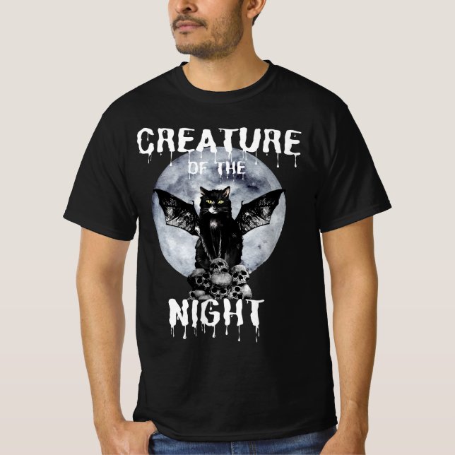 Men's / Unisex Creature of The Night Cat T-Shirt (Front)