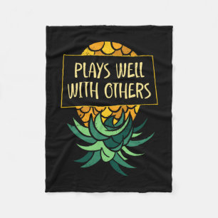 Mens upside down pineapple plays others funny fleece blanket