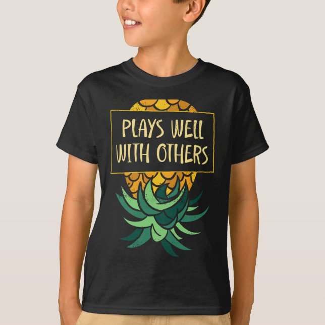 Mens upside down pineapple plays others funny T-Shirt (Front)