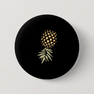 Mens upside down pineapple subtle vacation funny 6 cm round badge