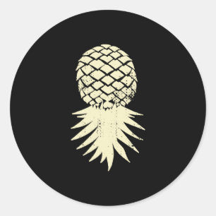 Mens upside down pineapple subtle vacation funny classic round sticker