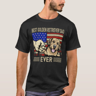 Mens Us Flag Best Golden Retriever Dad 4th Of July T-Shirt