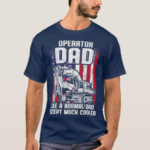 Mens US Flag Heavy Equipment Excavator Operator T-Shirt