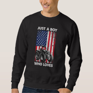 Mens Us Flag Just A Boy Who Loves Tractors Sweatshirt