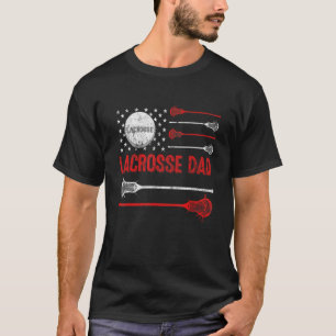 Mens Us Flag Lacrosse Dad Vintage Sport Father's T-Shirt