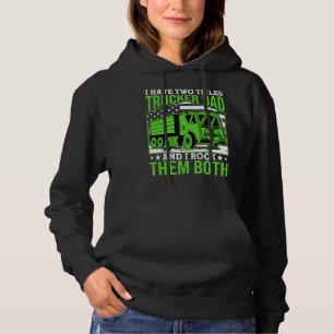 Mens Us Flag Trucker And Dad Quote Semi Truck Driv Hoodie