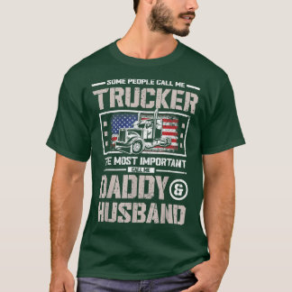 Mens US Flag Trucker Daddy or Trucker Husband Truc T-Shirt