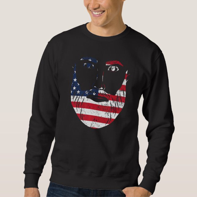 Mens Usa American Flag Patriotic Beard For Men Wit Sweatshirt (Front)