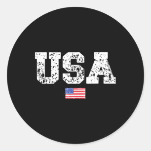 Mens Usa Flag 4th Of July America Day Of Independe Classic Round Sticker