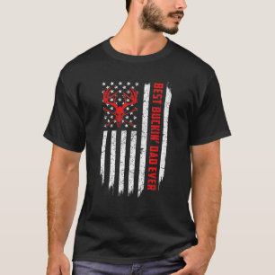 Mens USA Flag Best Buckin Dad Ever Deer Hunting Fa T-Shirt