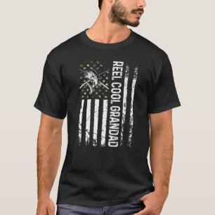 Mens Usa Reel Cool Grandad For Daddy Fishing Fath T-Shirt