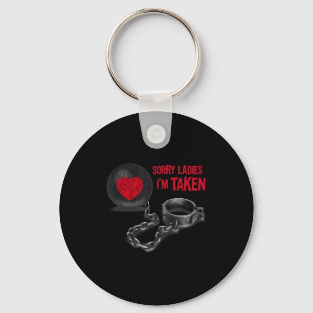 Mens Valentine's Day - Ball And Chain  Key Ring (Front)