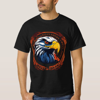 Men's Value logo with Blue Hawk Black T-Shirt