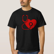 Men's Value T-shirt designed with Red Stethoscope 